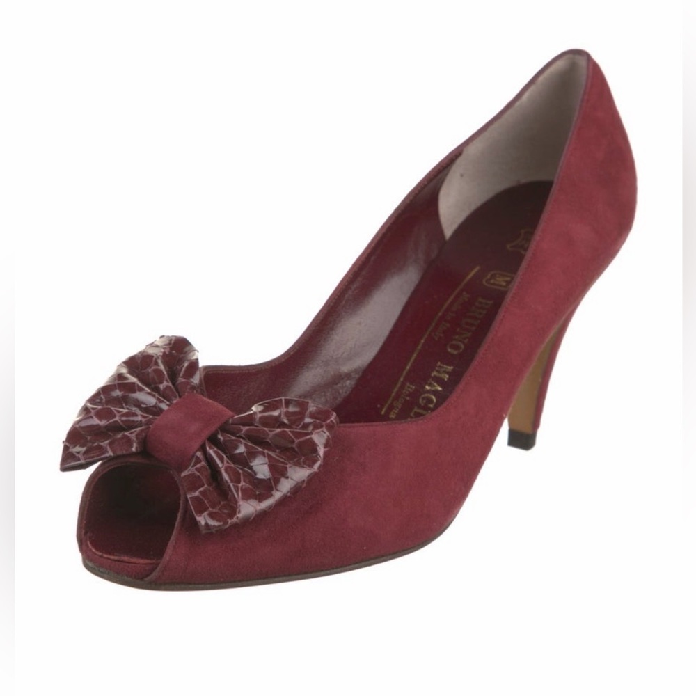 Bruno Magli Burgundy Heels with‎ Bow Accent